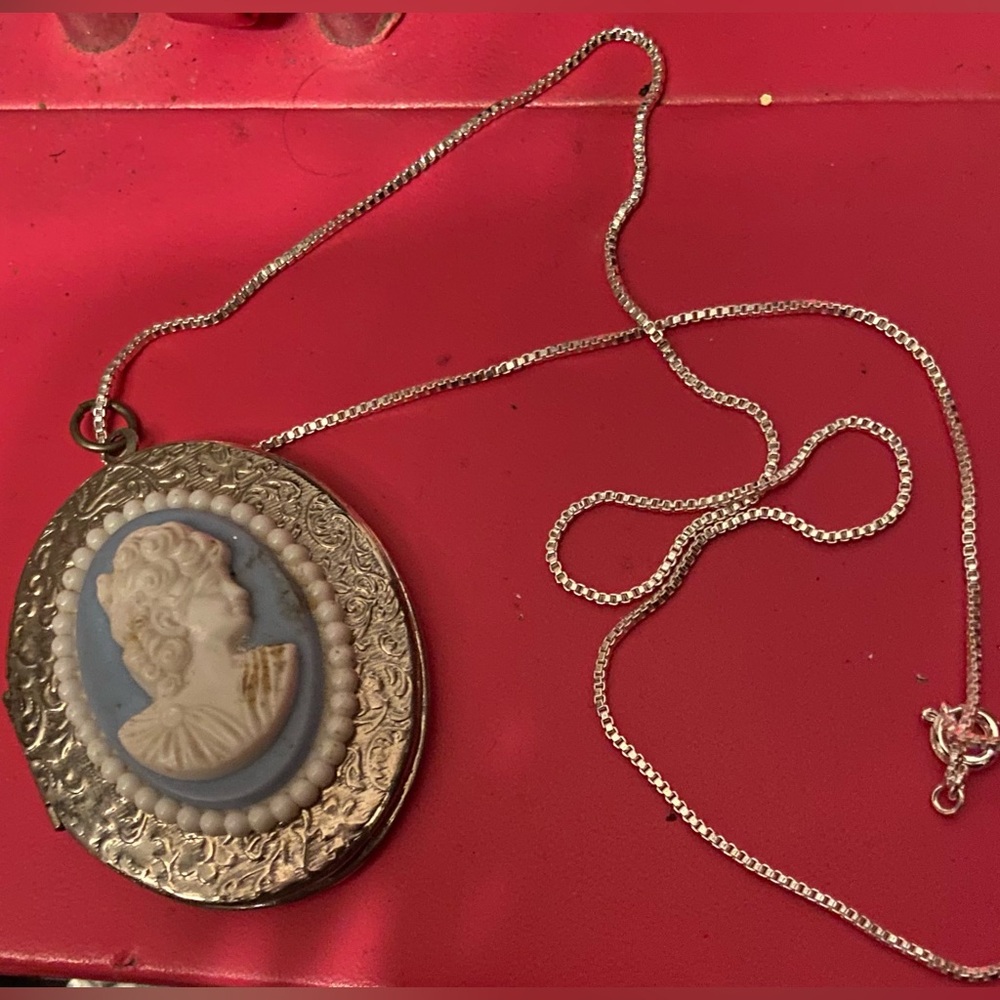 Elegant vintage Cameo locket Pendant Necklace
